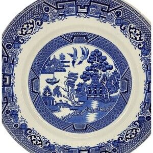 Antique Ridgway Willow North Staffordshire Blue White Plate Lawley England